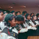 First Lady Pat Nixon at the National Headquarters of the Girl Scouts of America in New York City, 2/4/1970