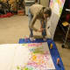 Here you can see how we splattered the foam boards with the acrylic craft paints.