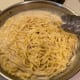 Gently fold the sauce into the pasta. I keep the pan on a low heat so the dish remains warm.