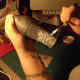 Apply glue to the shoe, then over the image when in place