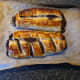 Once baked, you can see the difference between the cut roll and the uncut one
