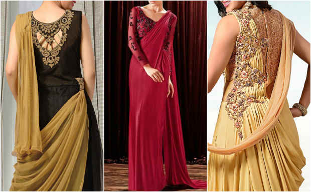 fusion saree gown
