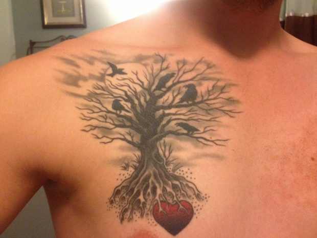 family tree tattoo shoulder