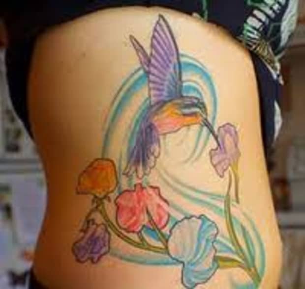 purple hummingbird tattoo