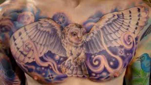 barn owl chest tattoos