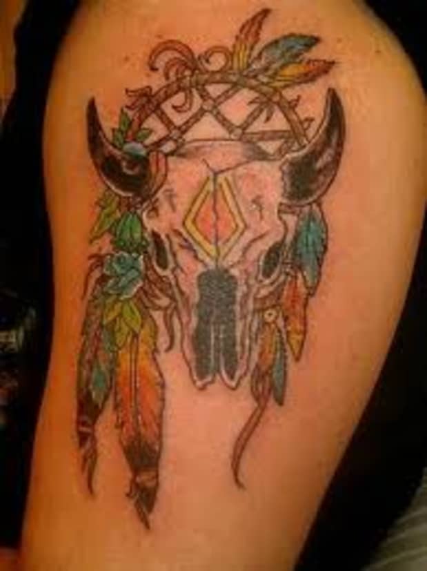 native american cow skull tattoo