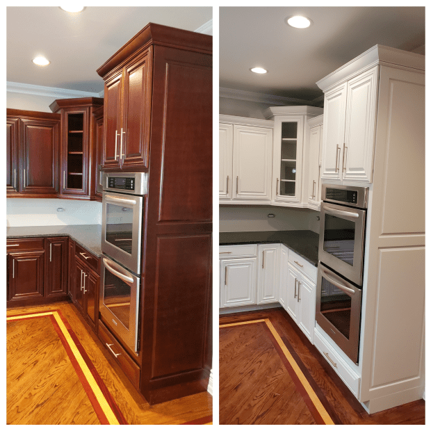 Tips For Painting Cherry Cabinets White, How To Paint Cherry Wood Kitchen Cabinets