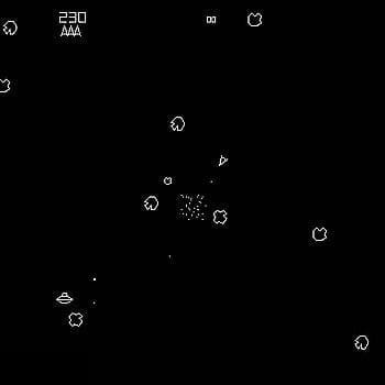 Обратите внимание на векторное отображение в аркадной игре Asteroids.