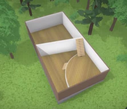 A "Paralives" Room: Slanted walls, curved walls, split-level, angled stairs—this game appears to have it all.