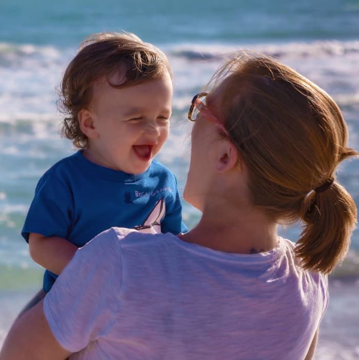 The epitome of work-life balance issues. This is a shot captured by my husband of myself and my son, Kieran.