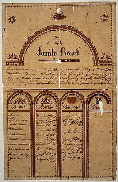 An illustrated record for the family of an Isaac "Tounsend", which shows a phonetic variation of the name we normally see spelled as "Townsend".