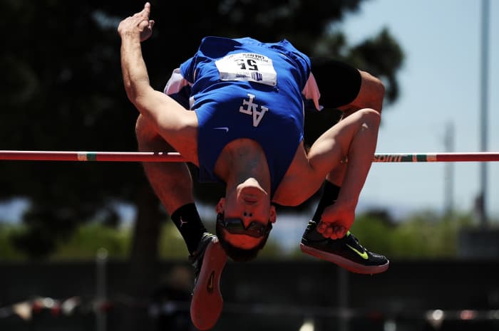 The athlete prepared all week before the meet, slept over 10 hours the night before, stretched carefully before his event, and jumped a personal best!