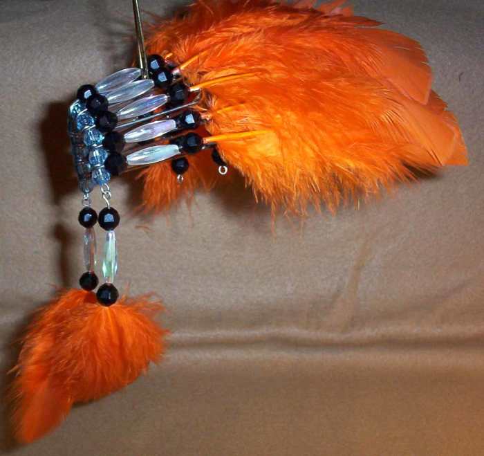 The completed safety pin headdress! Ready to be displayed.