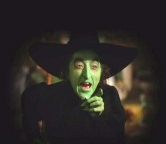 Margaret Hamilton as the Wicked Witch of the West in "The Wizard of Oz," 1939