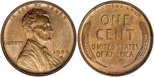 The 1909 S VDB can be worth thousands in high grade. The initials "VDB" are located on the back of the coin, centered on the bottom. They were later removed because citizens felt it was disrespectful.