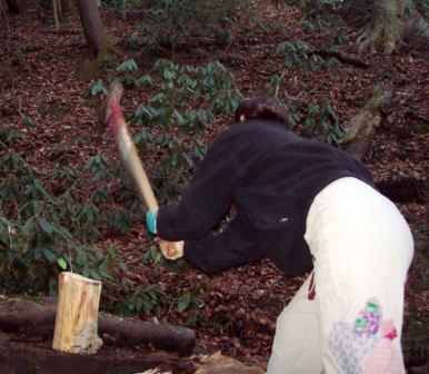 Chopping wood is part of the fun in having a wood stove. It builds great muscles.