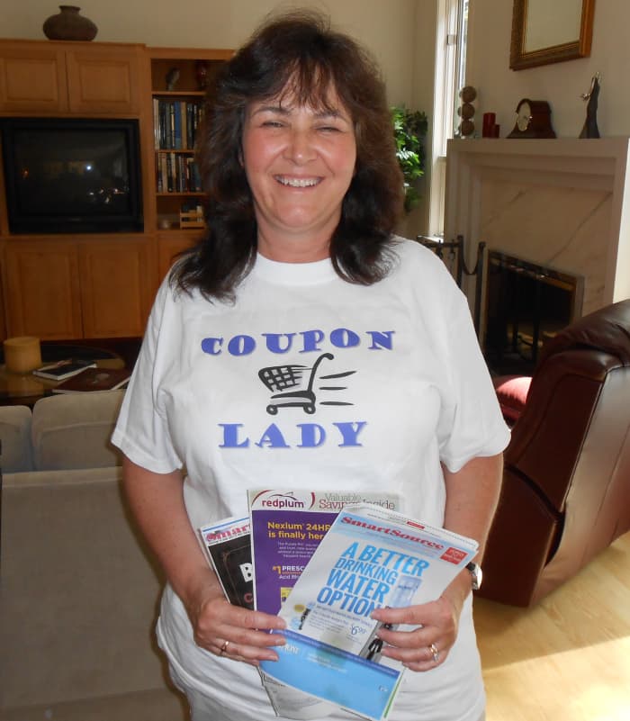 Here I am in my "Coupon Lady T-shirt which I wear with small groups of classes just for fun. I had this made special.