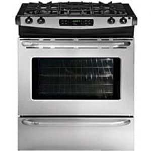 Slide-in stoves do not have the raised control panel at the back to make the unit blend in seamlessly with the backsplash and countertop.