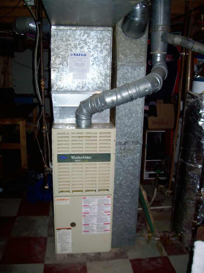 Residential Furnace Example: 80% efficient forced air gas furnace photo.