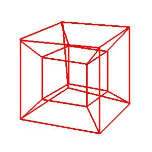 "In geometry, the tesseract, also called an 8-cell or regular octachoron or cubic prism, is the four-dimensional analog of the cube."