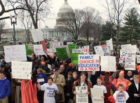 People demonstrating for school choice through vouchers -- will they get what they think they will when the dust settles?