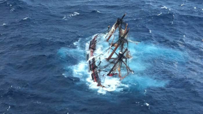 The replica of HMS Bounty sank off North Carolina in October 2012. Fourteen crew members were saved, but Captain Robin Walbridge went down with his ship.