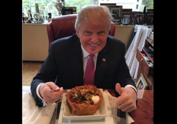 To prove how much he likes Hispanics, Donald Trump Tweeted this picture of himself eating a taco salad on Cinco de Mayo. .