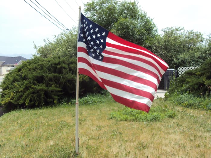 And it still waves over this land of the free and America's home of the brave.