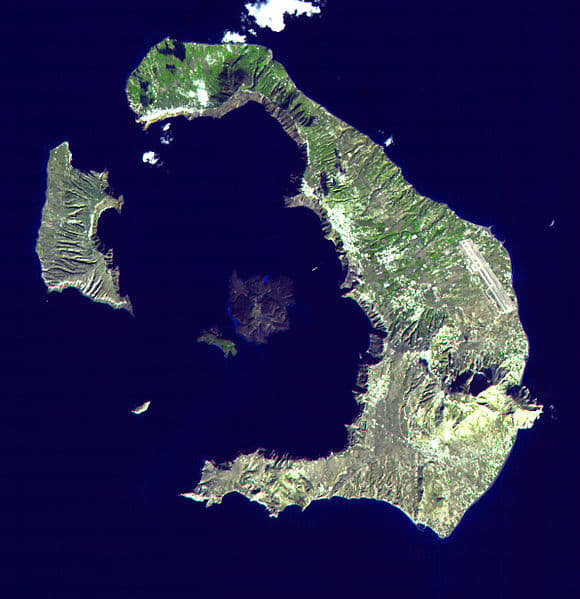The island of Santorini, one of the most likely sites for the legendary lost city of Atlantis.