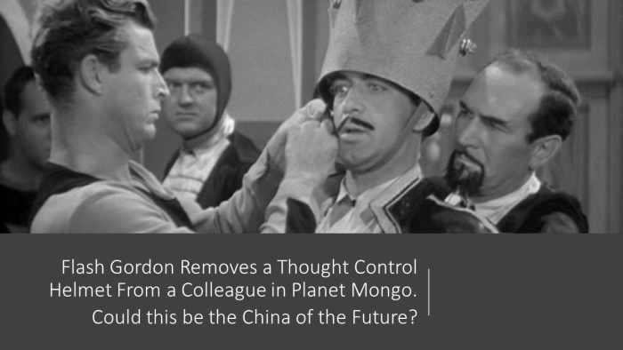 In the 1930s series Flash Gordon, he removes a “thought control” helmet used by Mingo in the Planet Mongo.