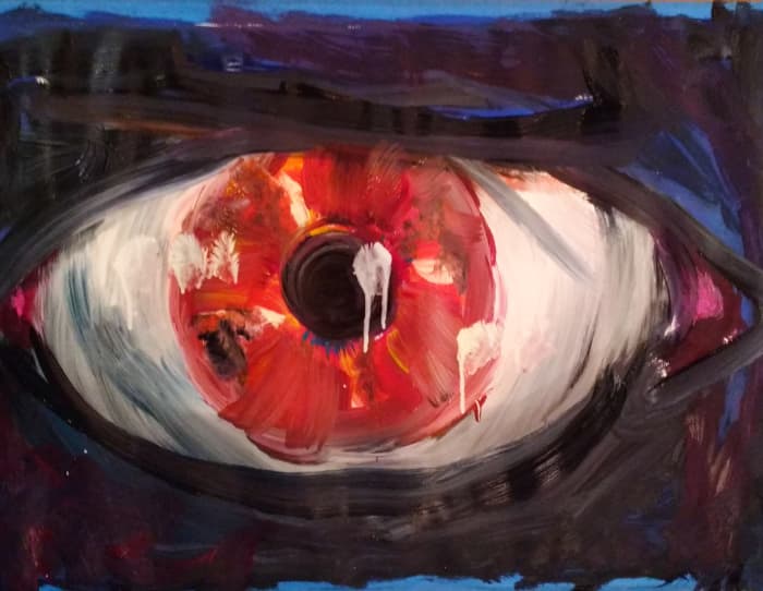 I painted this while the concert band played "Mars, the Bringer of War" by Gustav Holst.