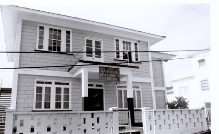 Here's our office building, once we got the sign up. It was located in St. George's near the Carenage.