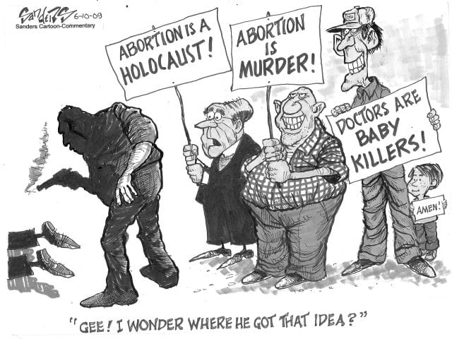 In May 2009 Dr George Tiller was shot to death in Kansas outside his abortion clinic where he had performed late term abortions.