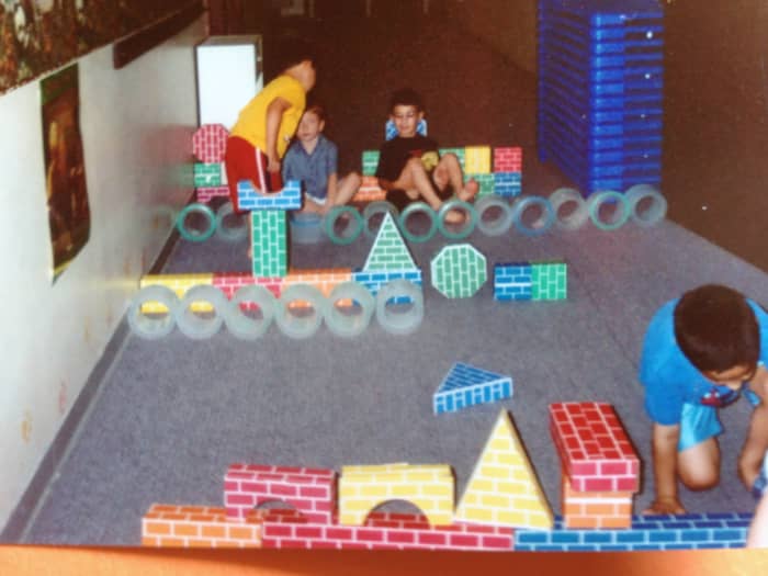 Building with blocks help children understand the concept of patterns through sequencing.