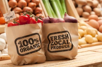 Buying local produce and opting for organic foods are two easy ways to shop earth-friendly.