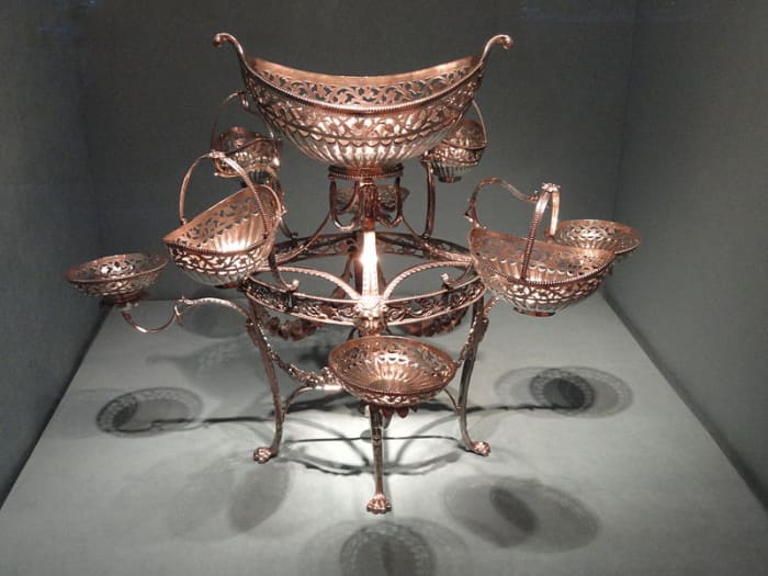 A beautiful silver epergne by William Robertson, Scotland, 1795-1796. Exhibit in the Indianapolis Museum of Art, Indianapolis, Indiana, USA.
