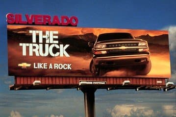 Similes are a commonly used technique in advertising. One example is the slogan for the Chevy Silverado, which emphasizes the truck's toughness by claiming it's "Like a Rock." Another is the catchphrase "Like a good neighbor, State Farm is there."