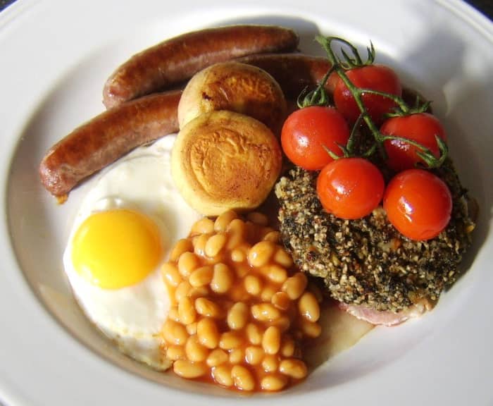 The sun rising on a full Welsh breakfast—a creation which contains a couple of major surprises you are unlikely to find in other British fried breakfasts.