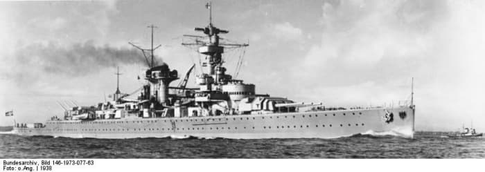 WW2: Lutzow, one of two German heavy cruisers in the Oslo Group (originally designated the pocket battleship "Deutschland").