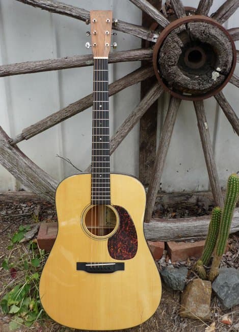 The Martin D-18 Golden Era. If you notice proportion very well, then you should notice the slightly wider neck of the D-18 Golden Era guitar.