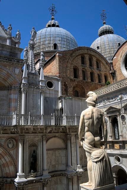 Mars the God of War at the steps to the entrance of the Doge's Palace.