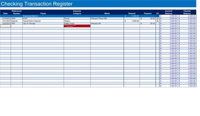 How to Create a Checkbook Register in Excel - TurboFuture