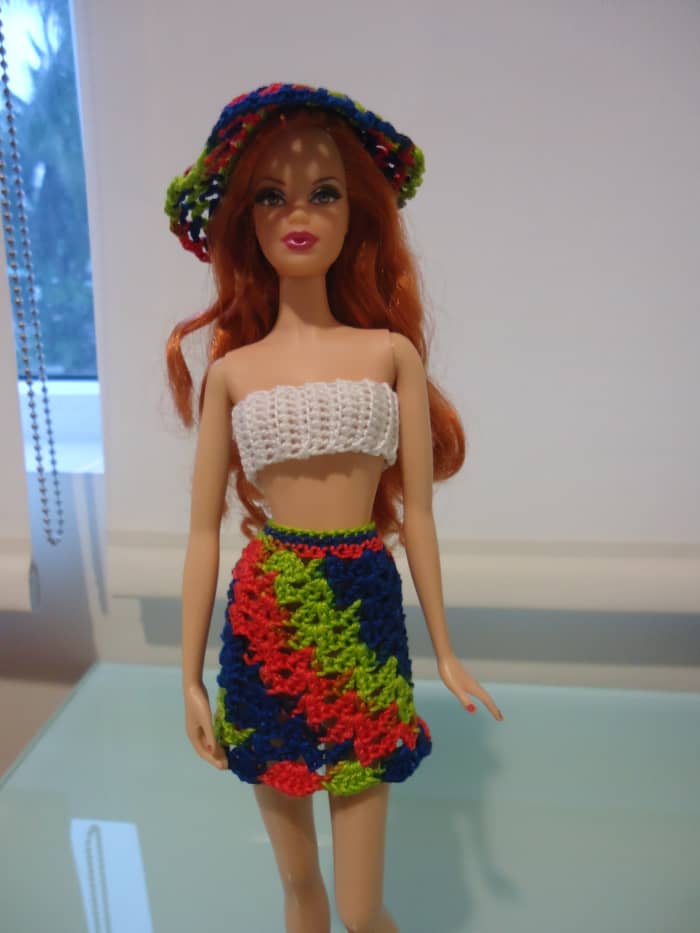 This picture has Barbie wearing my favorite hat to crochet. Unfortunately, this is not my pattern, so I cannot share it.