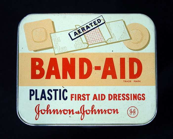 This is an old tin that was used to hold bandages.