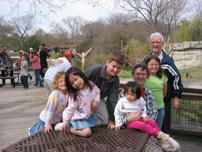 We sought to help delay my father-in-law's symptoms by involving him in family activities like this trip to the zoo.