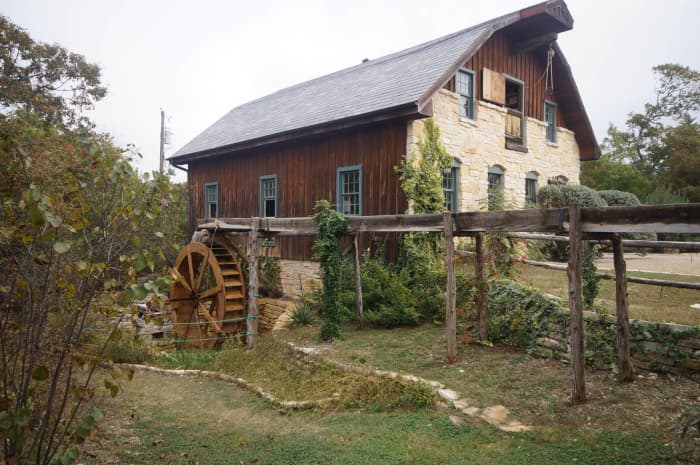 The Homestead Heritage Gristmill. A variety of flours and baking mixes are made and sold there.