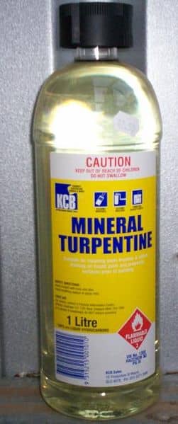 White spirit, paint thinner, or turpentine are ideal for removing wet oil-based paint or wood stains from glass.