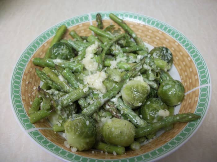 Asparagus and Brussels sprouts with parmesan will offer a surprising combination of flavor, and both of these vegetables are extremely healthy!