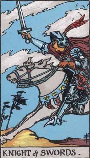 The King of Swords - Rider-Waite tarot deck. Copyright-free Pamela A version c1909.