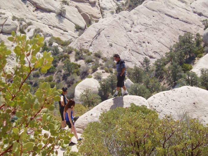 Although there are trails to follow, many hikers prefer the challenge of climbing the rocks.
